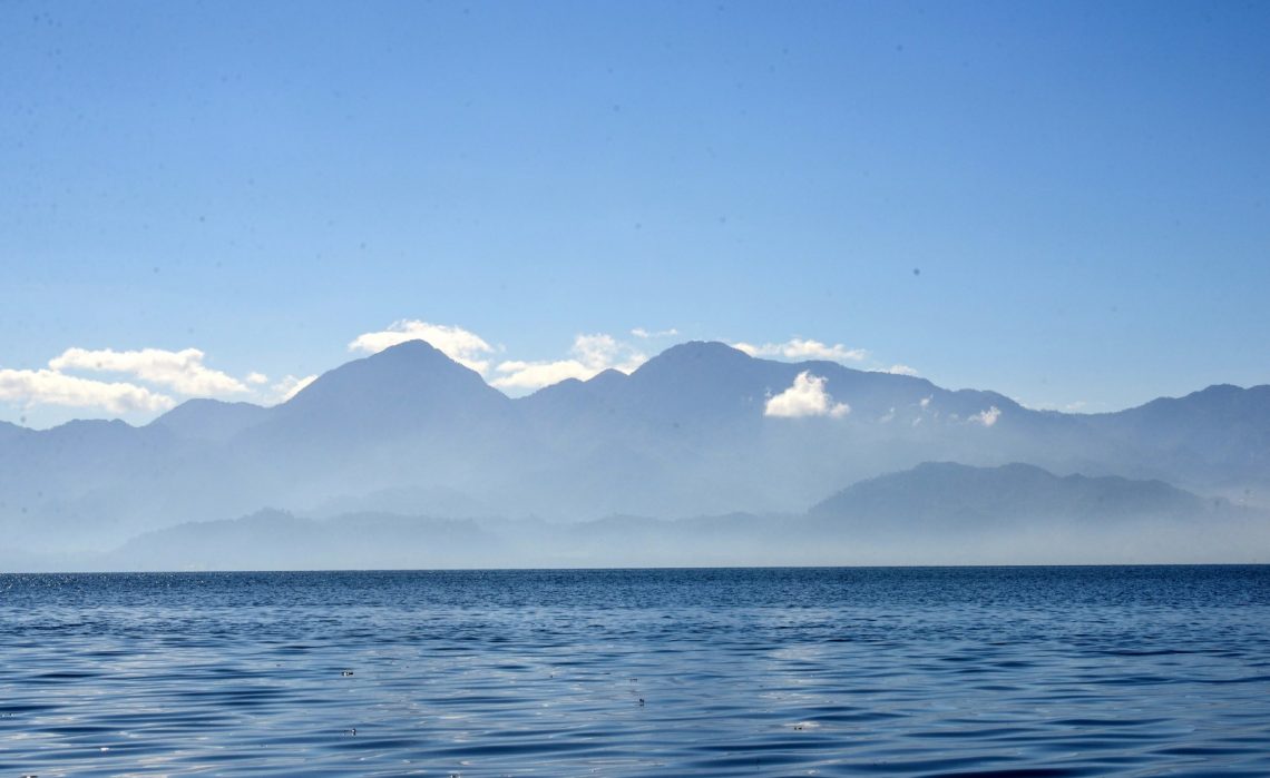 Lake Yojoa with mountains rising in the background
