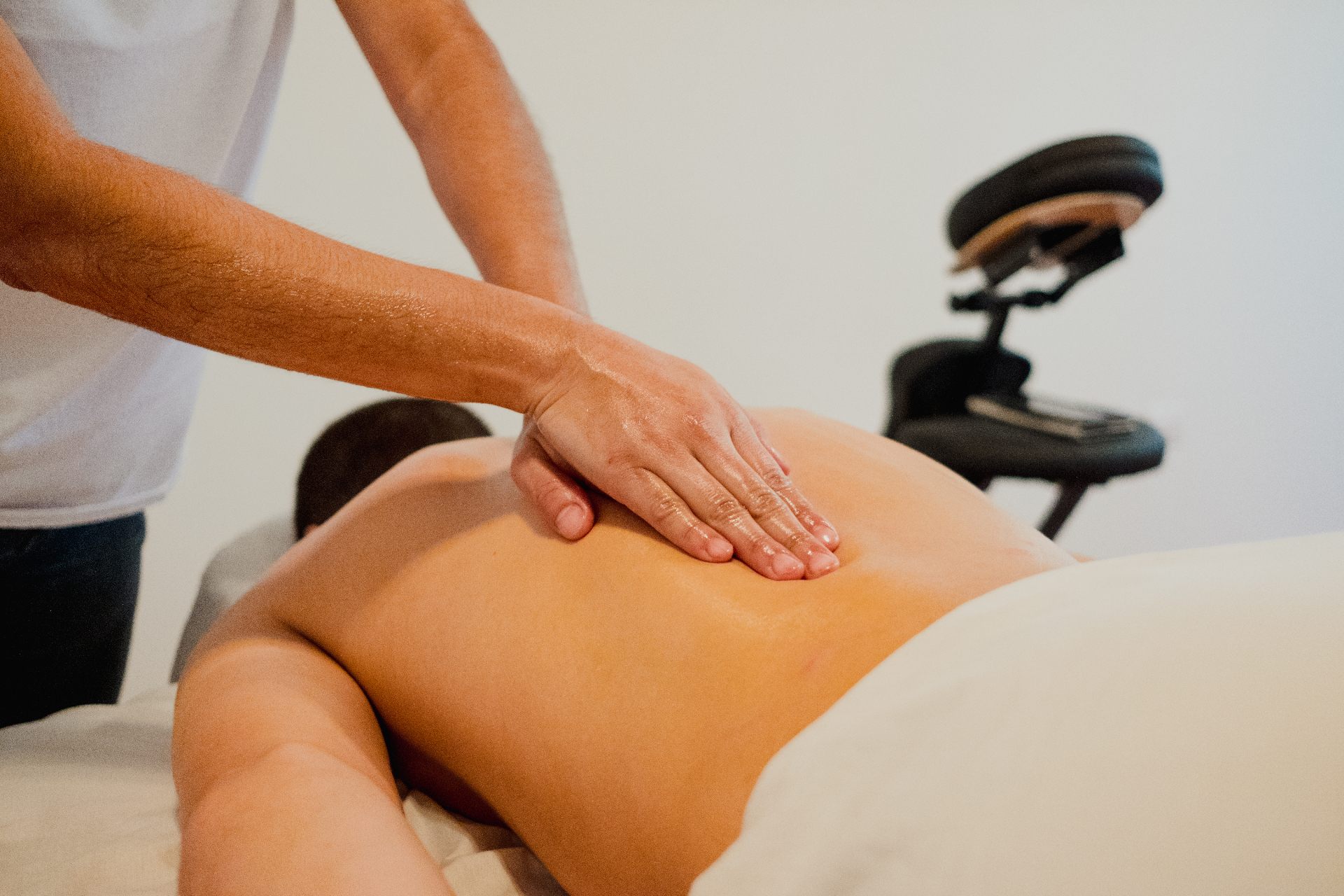 Close-up of a back massage